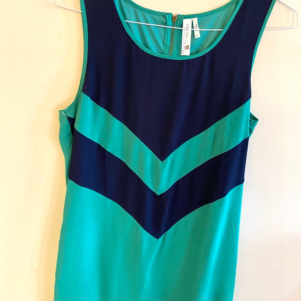 Kelly Green & Navy Chevron Mini Dress